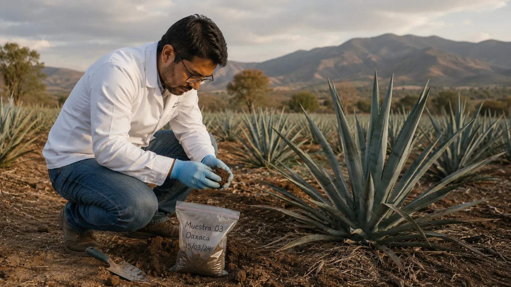 Tomando muestras de campo